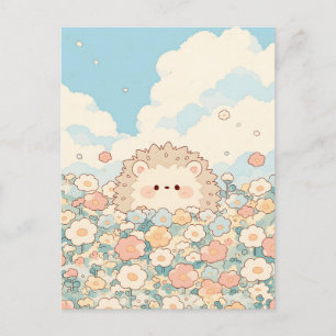 Mjuk Persika Äng Kawaii Igelkott Vykort