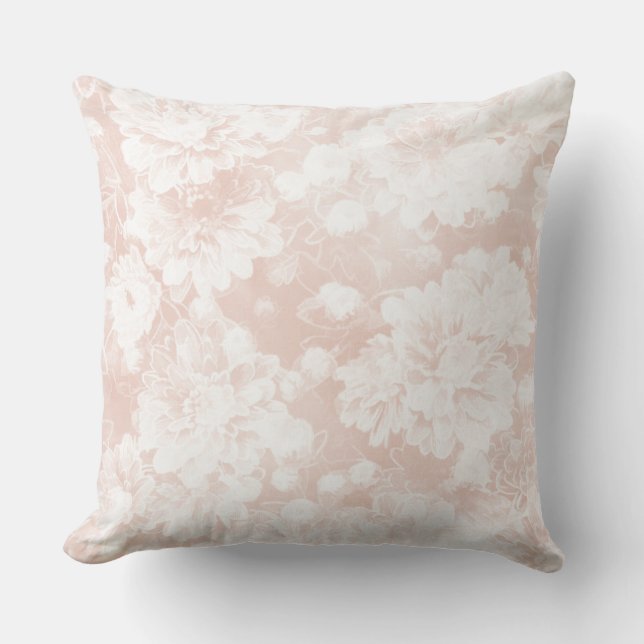 Mjuk persika-Blommigt Reversible Designer Pillow Kudde (Framsida)