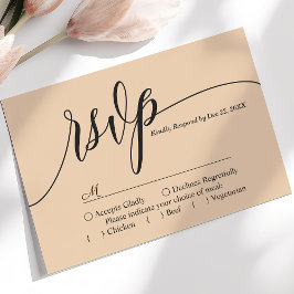 Mjuk persika Enkel skript Bröllop RSVP-kort OSA Kort