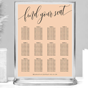Mjuk Persika Minimalistisk Skrift Bröllops Placeri Poster