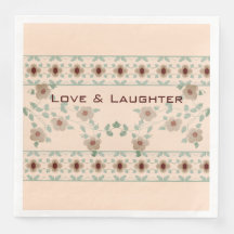 Mjuk persika och Grönt Dekorativ Blommigt