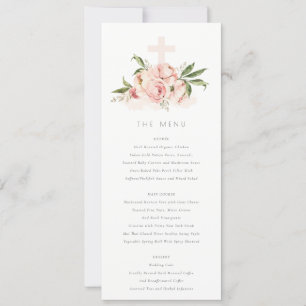Mjuk persika peony blomster kors döpelse meny kort