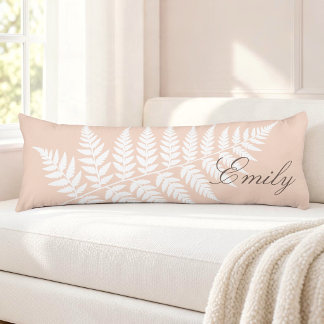 Mjuk persika Vit Fern Elegant Minimalistisk Kroppskudde