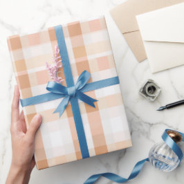 Mjuk Persika Vit Ljus Gingham Rosenskär Rutig Möns Presentpapper