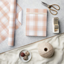 Mjuk Persika Vit Ljus Gingham Rosenskär Rutig Möns Presentpapper
