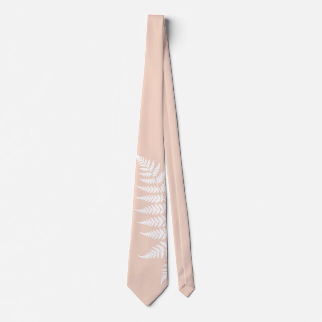 Mjuk Persika Vit Ormbunt Enkelt Elegant Bröllop Slips (Framsida)