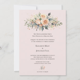 Mjuk persikoinbjudan till Blommar Formal bröllopsi Inbjudningar