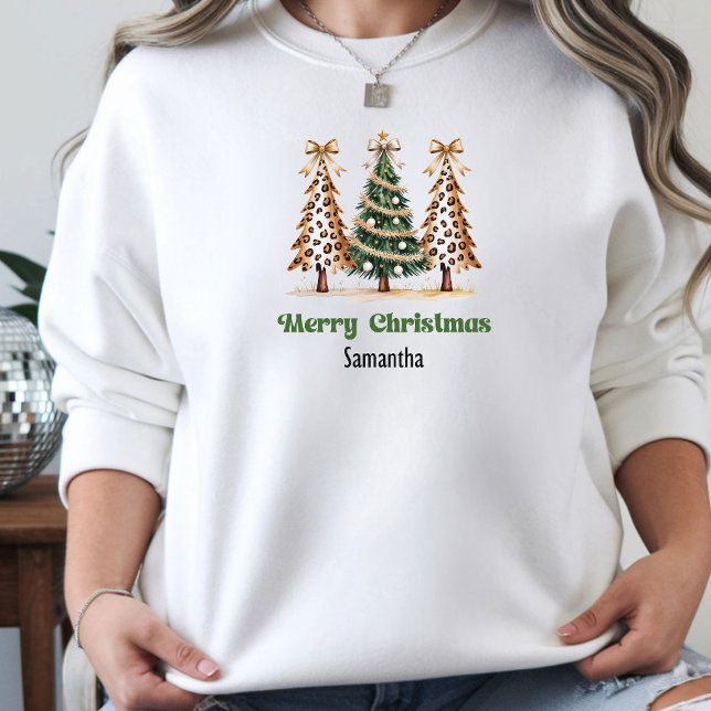 Mjuk personlig Leopards julträd present  T Shirt (Soft personalized Leopard Christmas Trees gift hoodie)