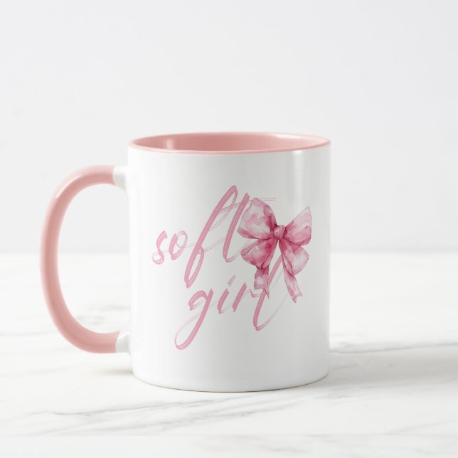 Mjuk Pink Bow – Söt Coquette Mugg (Vänster)