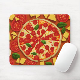 Mjuk pizza vegan tomato-ost med skarp färg musmatta