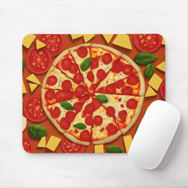 Mjuk pizza vegan tomato-ost med skarp färg musmatta (Med mus)
