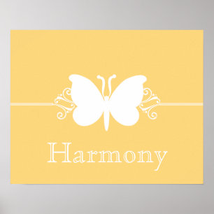 Mjuk Poster av Gult-Butterfly Swirls Virtue