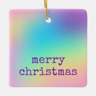 Mjuk prismatisk regnbågsgradient "God jul" Julgransprydnad Keramik