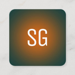 Mjuk punkt - Initialer - Orange på Mörk grönt Fyrkantigt Visitkort