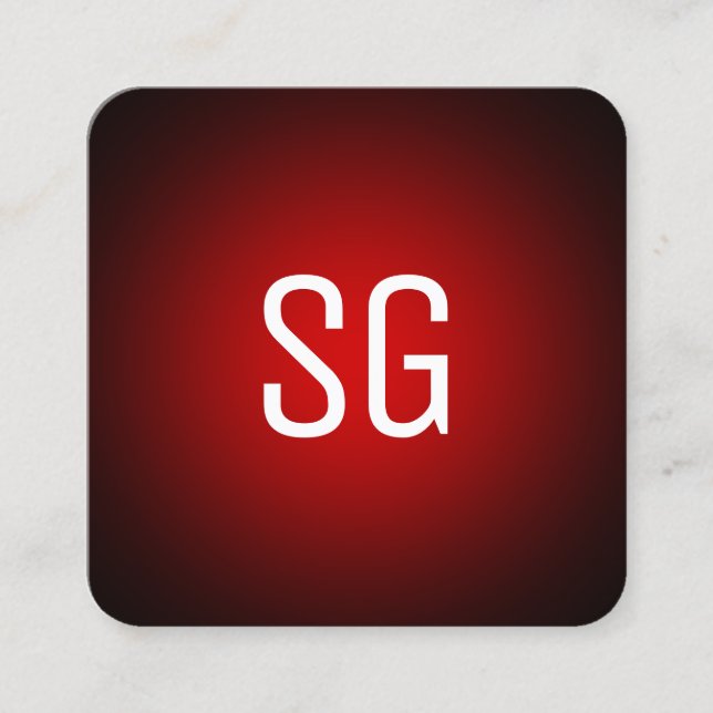 Mjuk punkt - Initialer - Röd på svart Fyrkantigt Visitkort (Framsida)