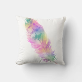 Mjuk regnbåge Pastel Feather Dekorativ kudde
