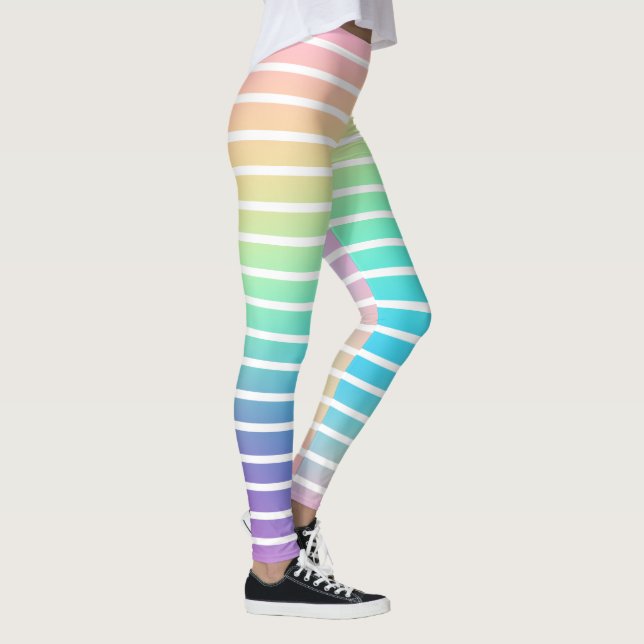 Mjuk regnbåge Pastellgradient Rand Leggings (Höger)