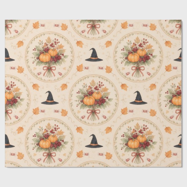 Mjuk Retro Höst Halloween Presentpapper (Platt)