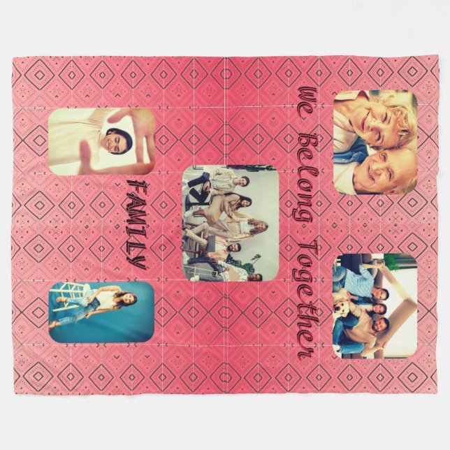 Mjuk röd retro-geometrisk design fleecefilt (Framsidan (Horisontell))