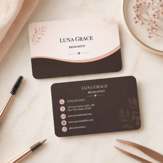 Mjuk Rodnad Brow Artist Visitkort (Soft Blush Brow Artist Business Card
)
