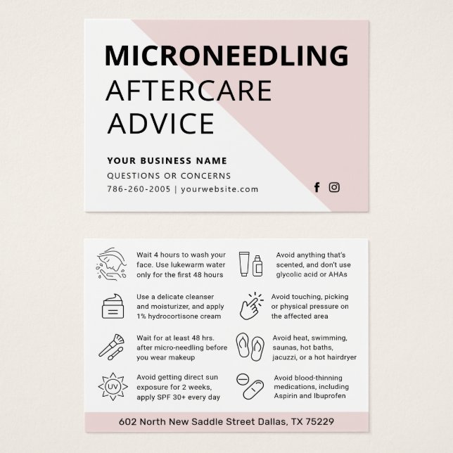 Mjuk Rodnad Modern Microneedling Råd Visitkort (Framsida & baksida)