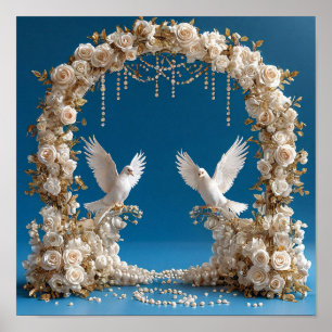Mjuk Romantisk Bröllopsduvor Kärlekskonst 🕊️💖🌼✨ Poster