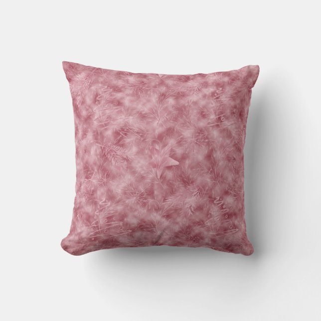 Mjuk Rosa Accent med Graverade Blad & Grenar Kudde (Framsida)