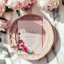 Mjuk Rosa Akvarell Blommig Bröllopsdusch