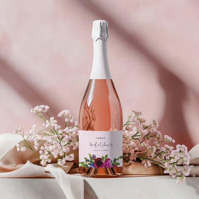 Mjuk Rosa Akvarell Blommig Etikettset För Drycker (Skapare uppladdad)