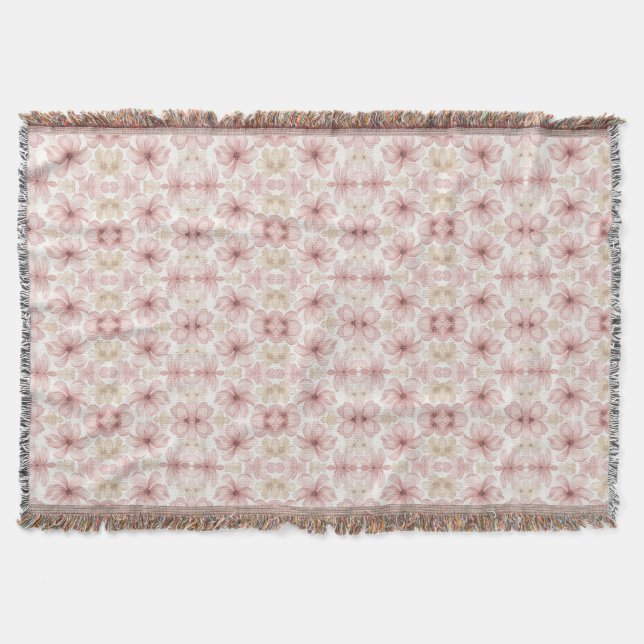 Mjuk Rosa Akvarell Blommig Konst Filt (Framsidan)