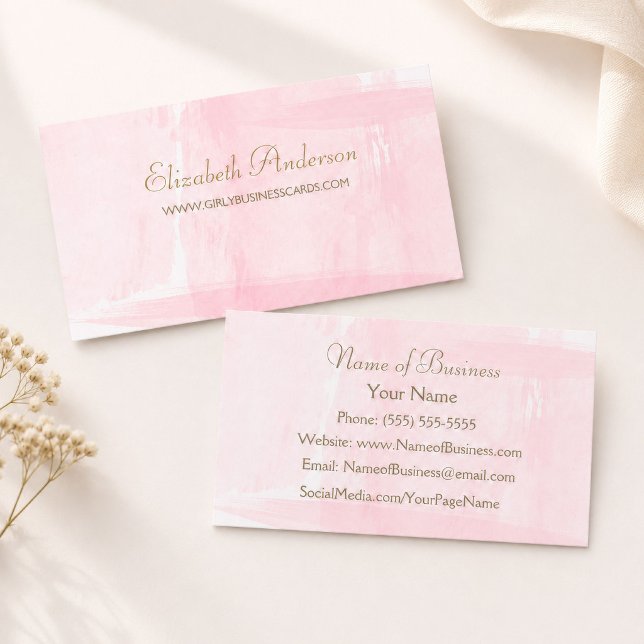 Mjuk Rosa Akvarell Boutique Visitkort (Skapare uppladdad)