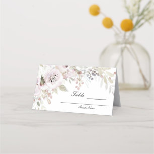 Mjuk Rosa Akvarell Elegant Blommig Bröllopsbord Placeringskort