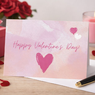 Mjuk Rosa Akvarell Glad Alla Hjärtans Dag Vykort