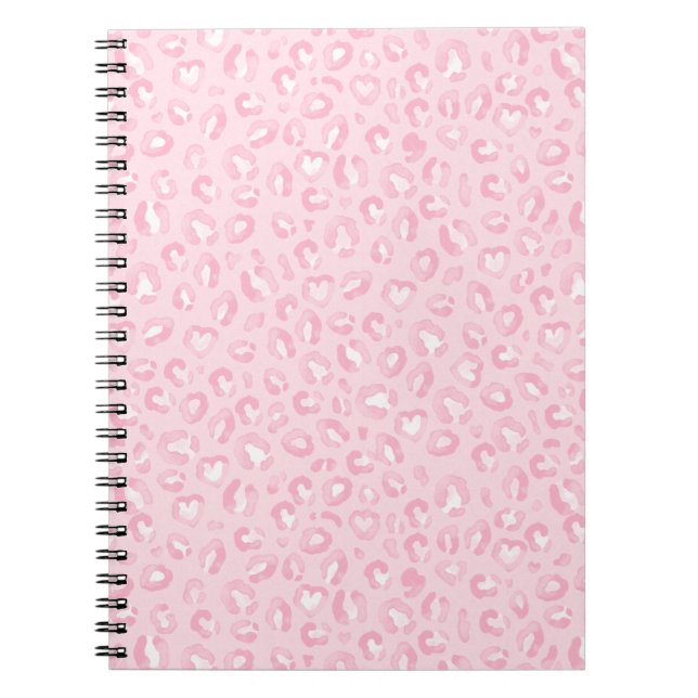 Mjuk Rosa Akvarell Leopardtryck Anteckningsbok (Framsidan)