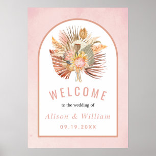 Mjuk rosa av torkad pampas från handflatan välkomn poster