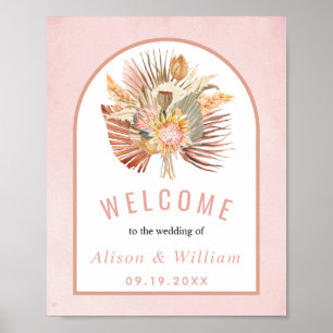 Mjuk rosa av torkad pampas från handflatan välkomn poster
