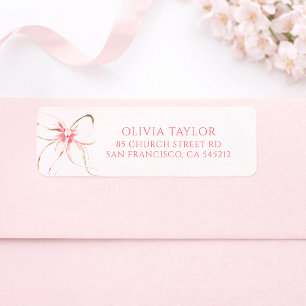 Mjuk Rosa Båge Dop Returadress Etikett