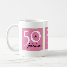 Mjuk Rosa Bakgrund 50 och Fabulous Birthday Kaffemugg