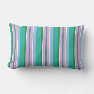 Mjuk Rosa, Blå och Grönt Rand Pillow Lumbarkudde