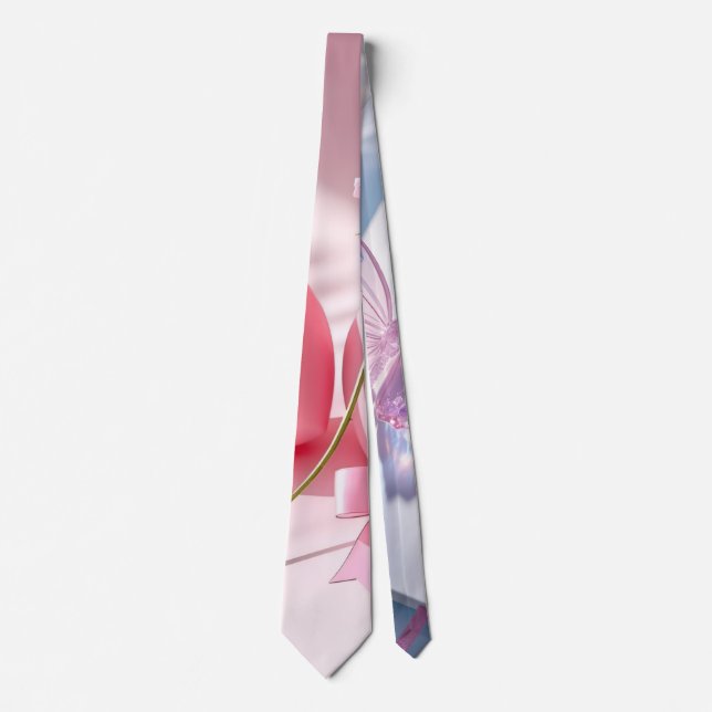 Mjuk Rosa Blå Pastell Blommig Drömlös Konst Slipsk Slips (Framsida)