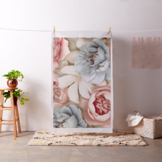 Mjuk Rosa & Blå Peony Blommig Konst Tyg