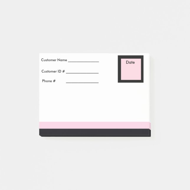 Mjuk Rosa & Black Gräns Post-it® Notes- Info. Post-it Block (Framsida)