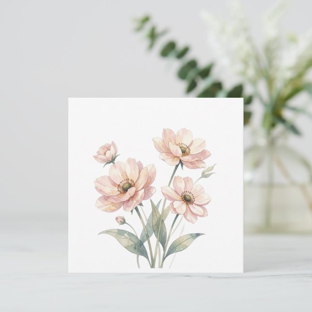 Mjuk Rosa Blommig Akvarellbukett Konst (Stående Fram)
