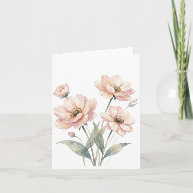 Mjuk Rosa Blommig Akvarellbukett Konst Inbjudan (Framsida)