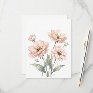 Mjuk Rosa Blommig Akvarellbukett Konst OSA Kort