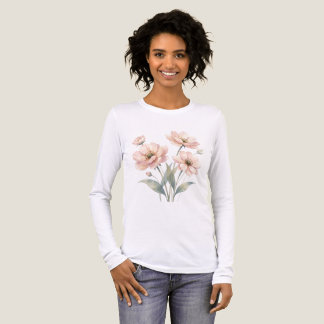 Mjuk Rosa Blommig Akvarellbukett Konst T Shirt