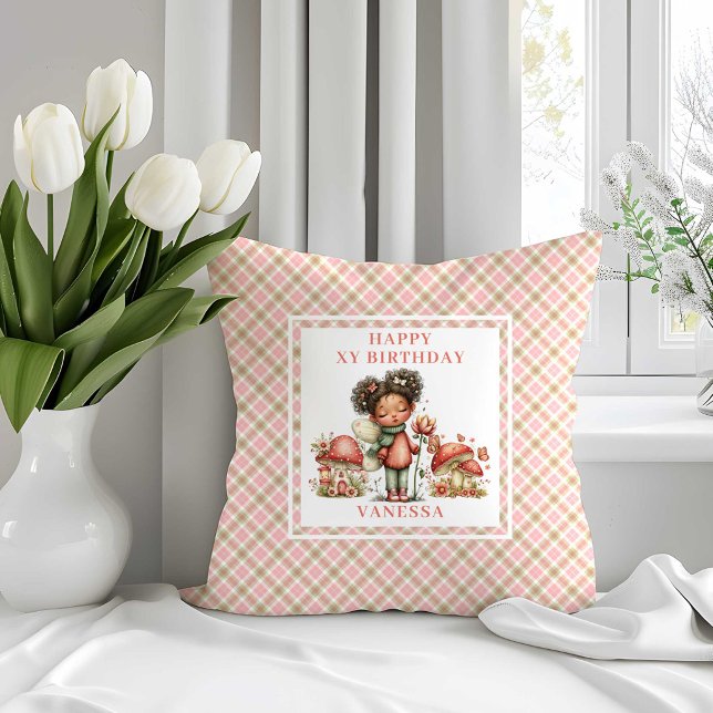 Mjuk Rosa Blommig Ängslig Födelsedags Kuddcover fö Kudde (Soft Fairy Pink Floral Girl Birthday Throw Pillow)
