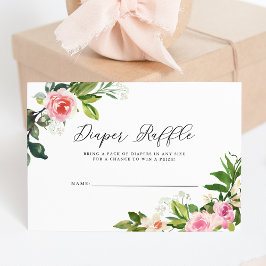 Mjuk Rosa Blommig Baby Shower Blöja Lotteri Inbjudningar