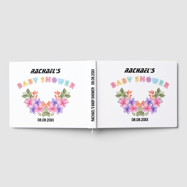 Mjuk Rosa Blommig Bebisdopp För Flickor Gästböcker (Full)