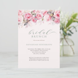 Mjuk Rosa Blommig Bröllopsfest Brunch Redigerbar Inbjudningar